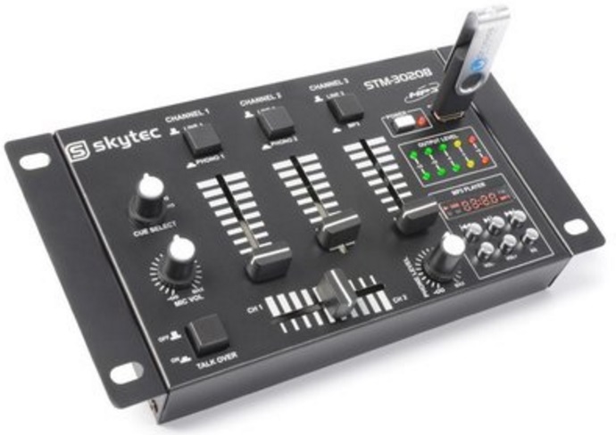 Skytec STM-3020B 4-Kanaals mengpaneel USB/MP3 - Zwart